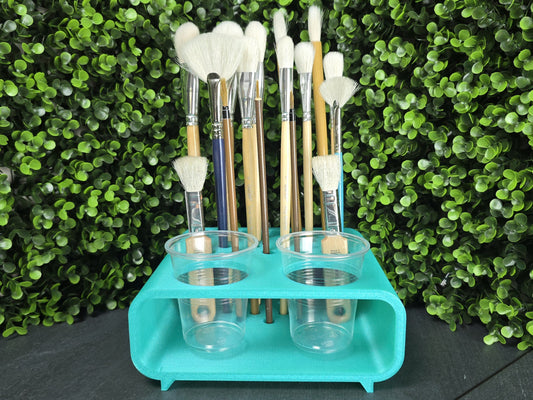 Paintbrush/Brush Holder Station (Fits 5 oz cups for Water/Glaze/Paint)