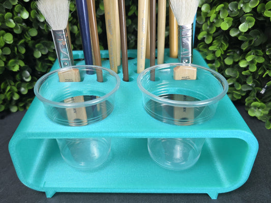 Paintbrush/Brush Holder Station (Fits 5 oz cups for Water/Glaze/Paint)
